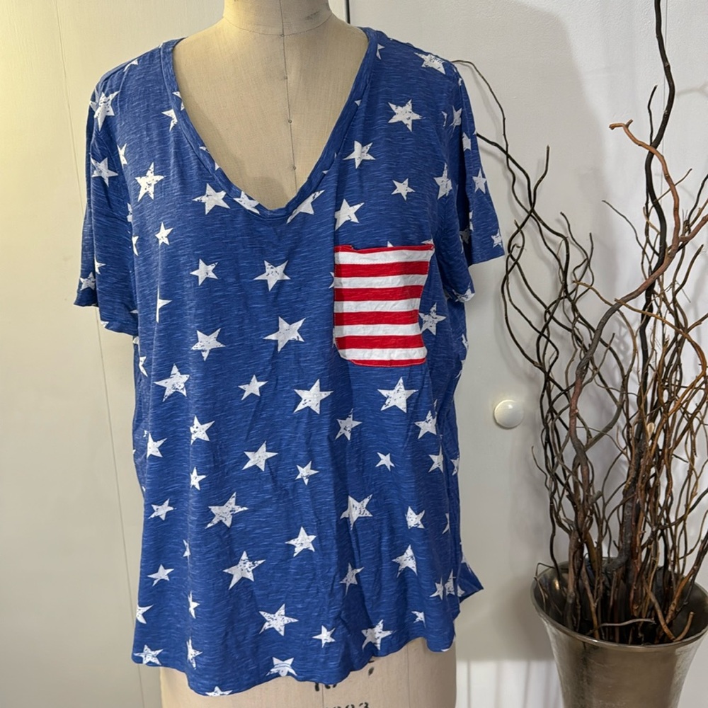 Philosophy patriotic short sleeve V-neck T-shirt